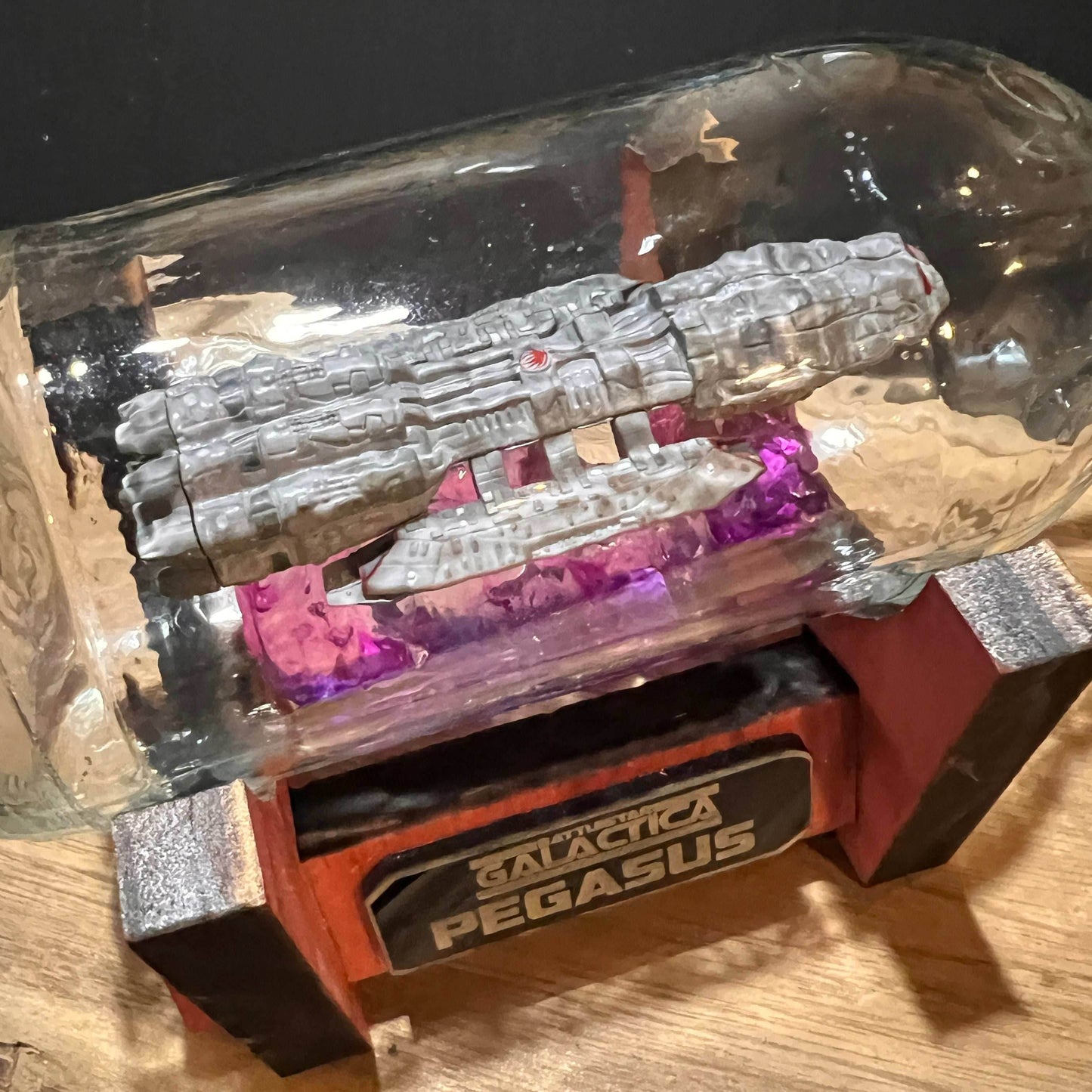 Battlestar Pegasus Starship in a Beer Bottle - 