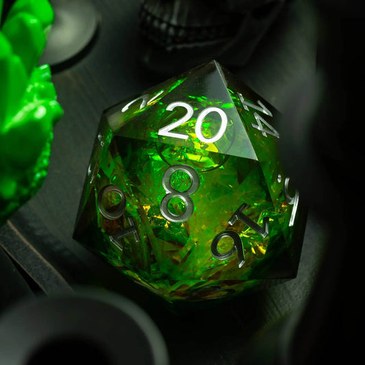 Massive Green Liquid Core 95MM Chonk Handmade Resin Dice And Box - Only 1 D20
