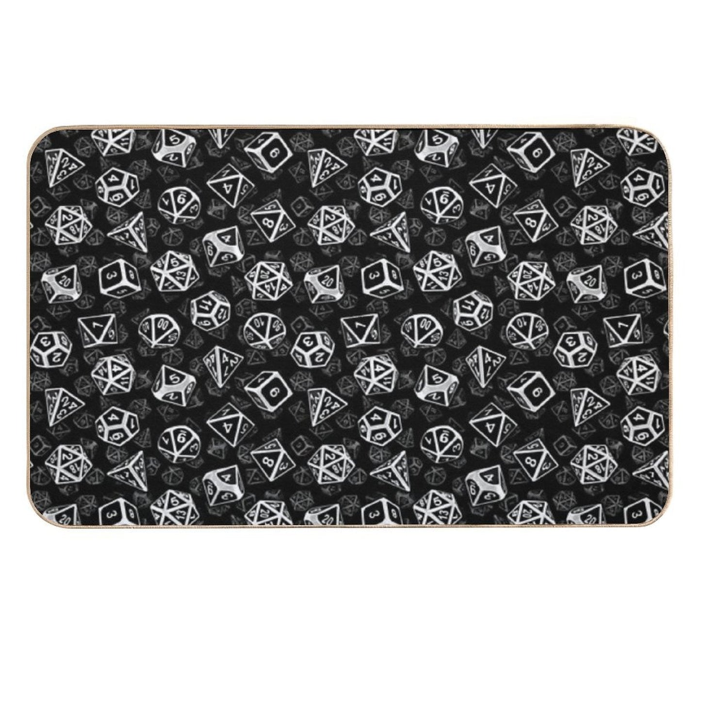D20 Dice Set Pattern (White)  Easy To Clean Bath Mat