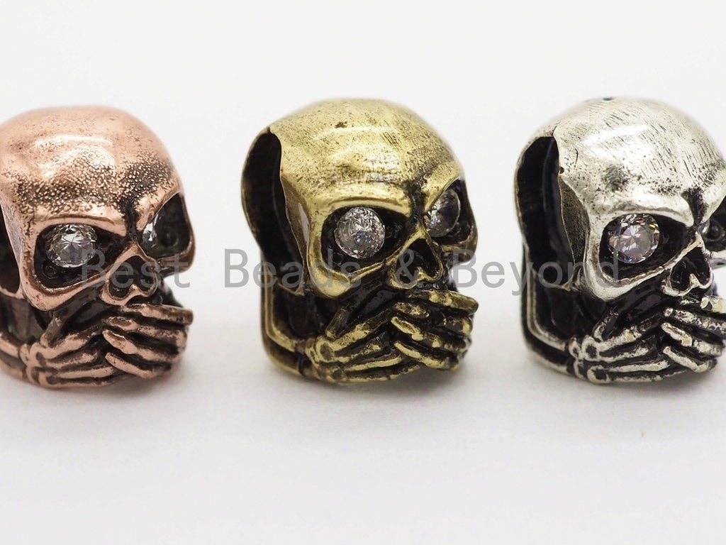 Antique Style Skull Bead,DO NOT SAY, Paracord Survival Bracelet Beads,Keychain Lanyard Making Beads,Men's Jewelry Findings,8x9x11mm,sku#Y116