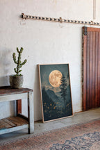 Harvest Moon Forest: Serene Mountain Landscape Canvas Wall Art