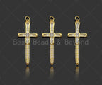 Gold Filled CZ Micro Pave Cross Sword Shape Pendan,18K Gold Filled Cross Charm, Necklace Bracelet Charm Pendant,18x43mm,Sku#Y460