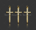 Gold Filled CZ Micro Pave Cross Sword Shape Pendan,18K Gold Filled Cross Charm, Necklace Bracelet Charm Pendant,18x43mm,Sku#Y460