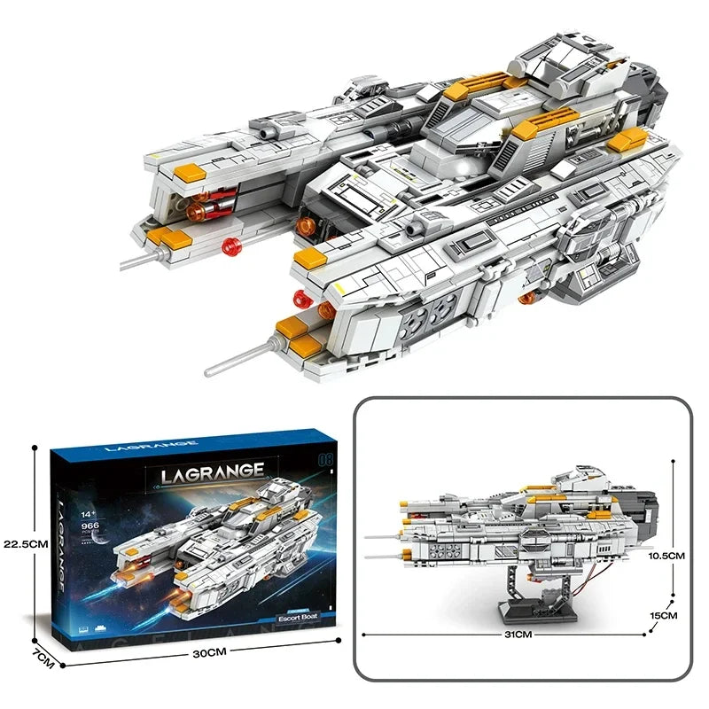 966PCS Space Fighter Building Block Star Battleship Artillery Ship MOC Model Bricks Educational DIY Toys For Kids Holiday Gifts