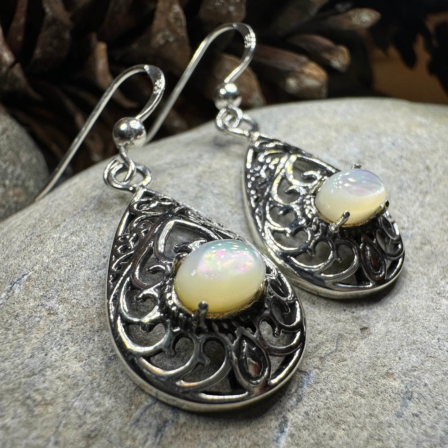 Alby Celtic Raindrop Earrings - abalone shell