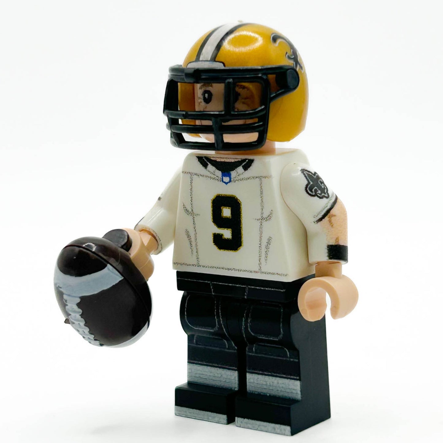 #9 QB New Orleans Football Player Minifig made using LEGO parts - B3 Customs - 