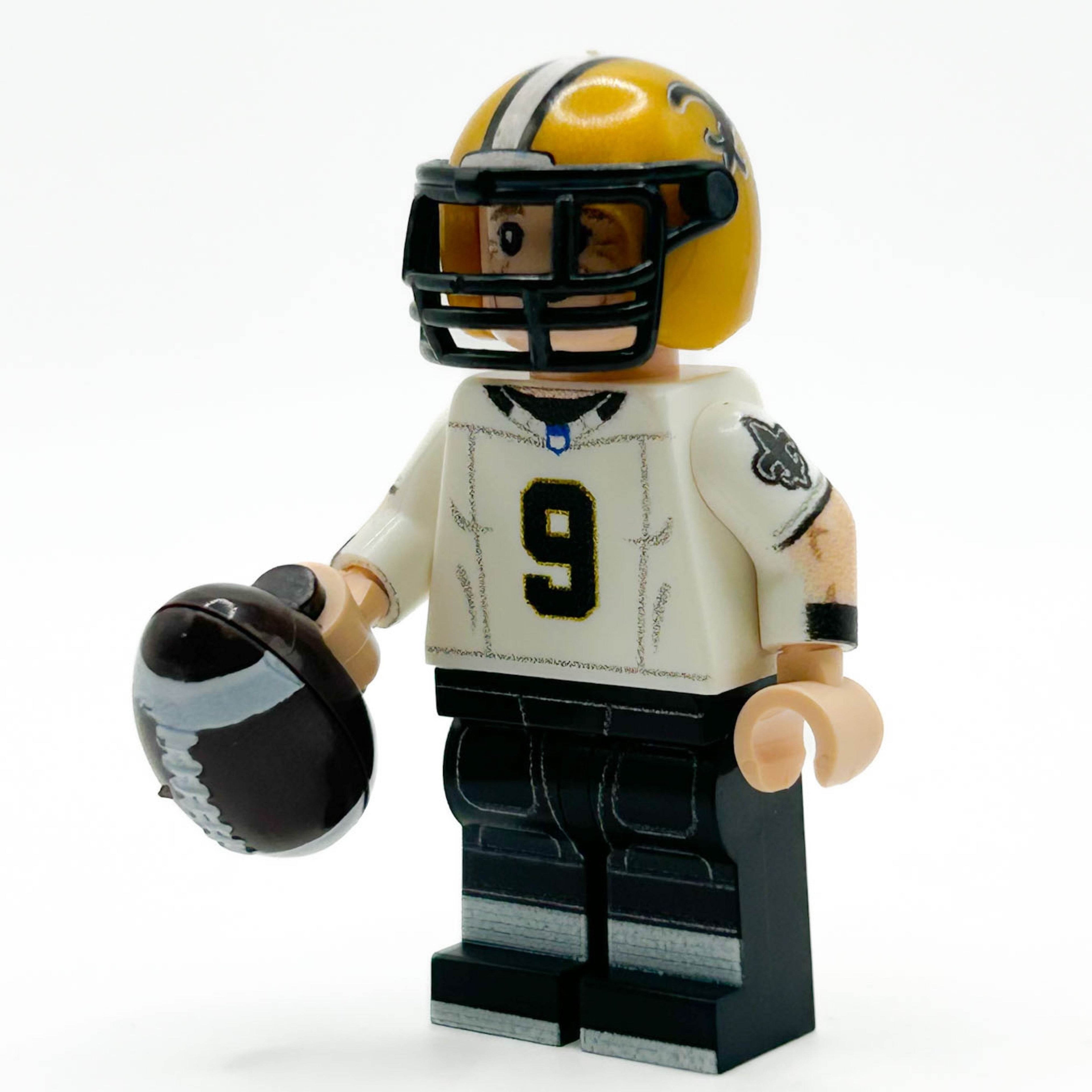 #9 QB New Orleans Football Player Minifig made using LEGO parts - B3 Customs - 
