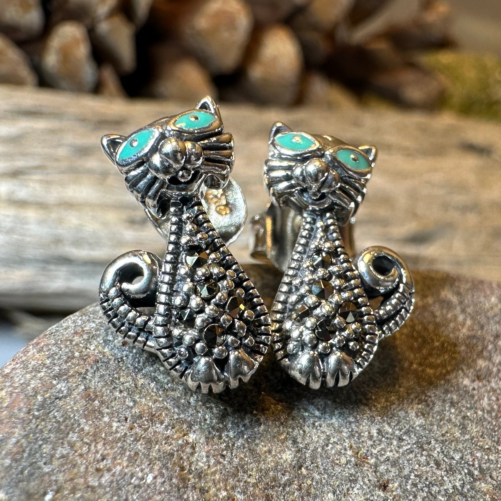 Curious Cat Stud Earrings