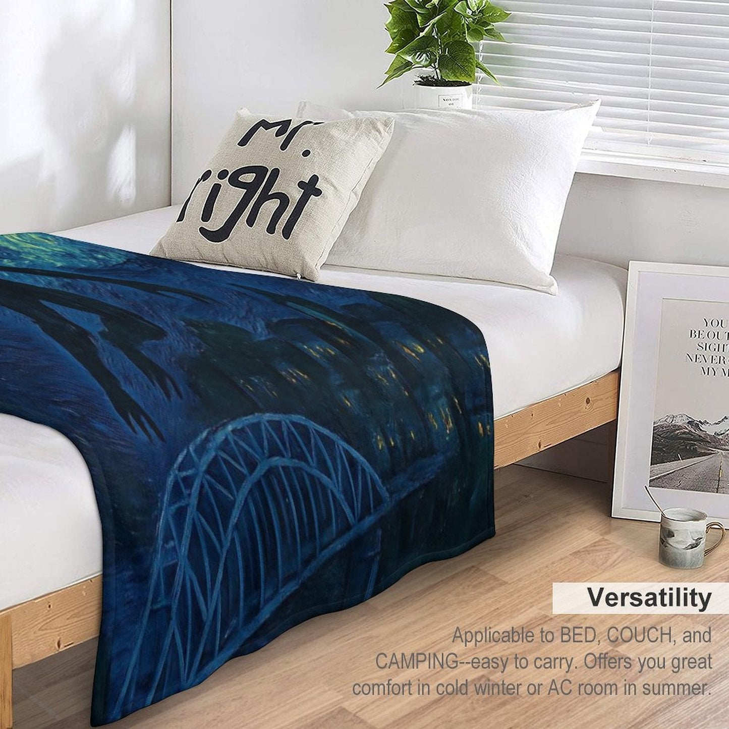 Mothman Over Point Pleasant on A Starry Night Throw Blanket