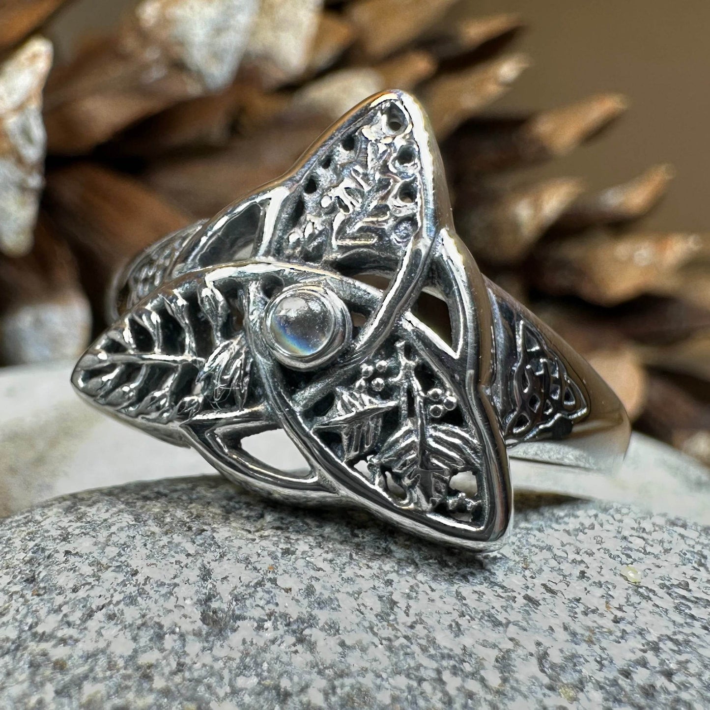 Oak Ash Thorn Moonstone Ring - 5