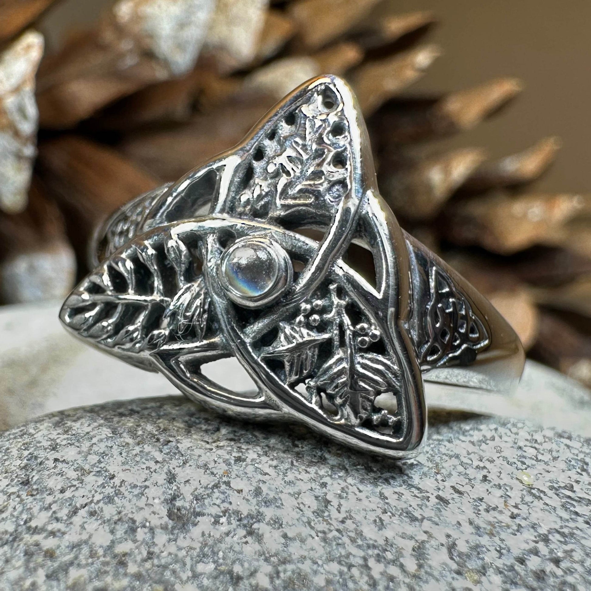 Oak Ash Thorn Moonstone Ring - 5