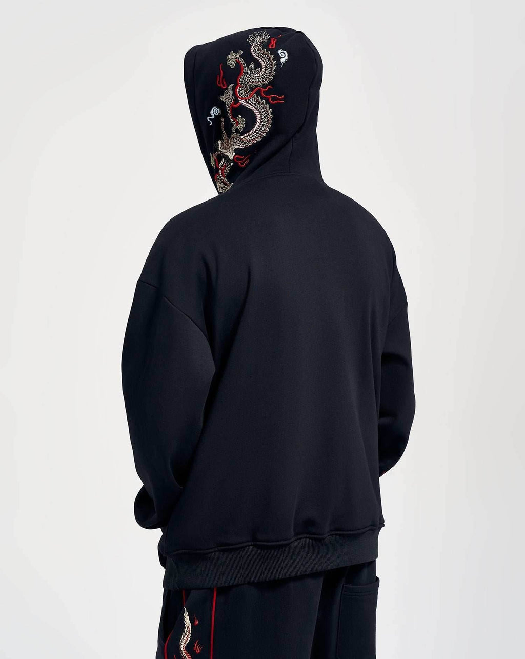 KH9190 Dragon Embroidery Hoodie - Black / S