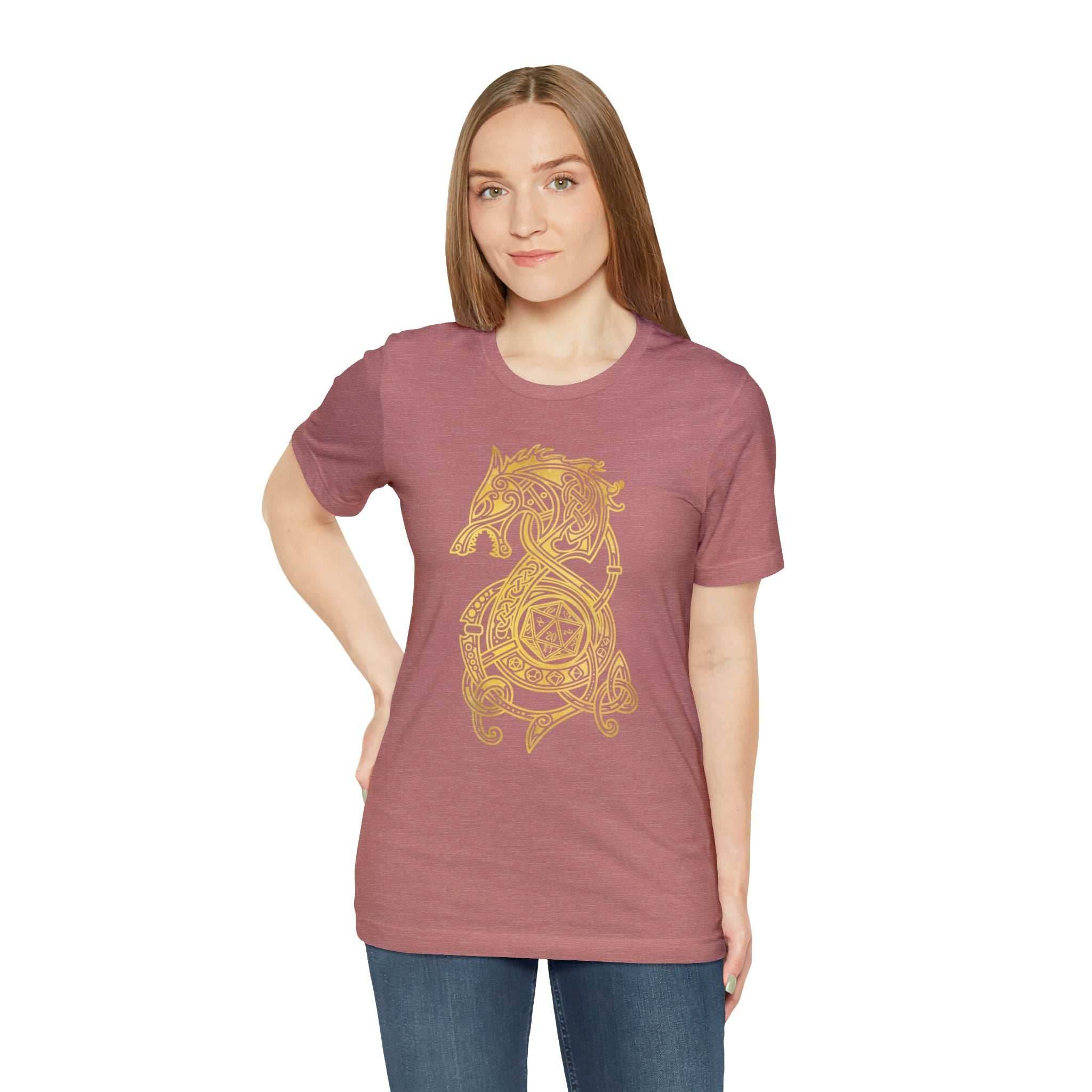 Golden Celtic Dice Dragon Shirt - Army / S