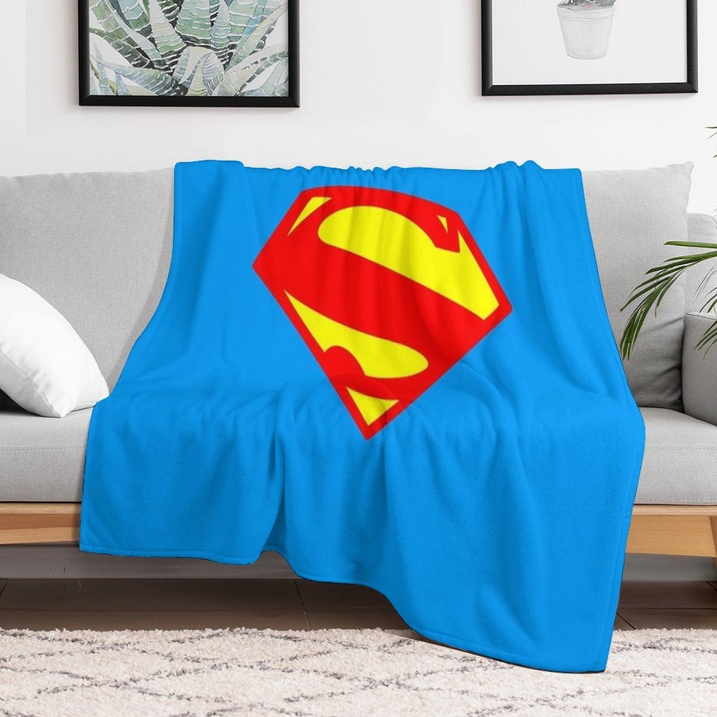 Superhero Large Comic Book Logo Shield Throw Blanket