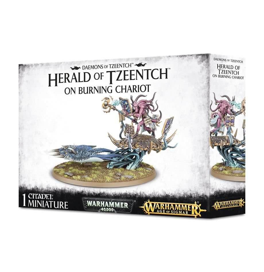 Warhammer 40K: Chaos Daemons - Herald of Tzeentch on Burning Chariot/Exalted Flamer of Tzeentch - 