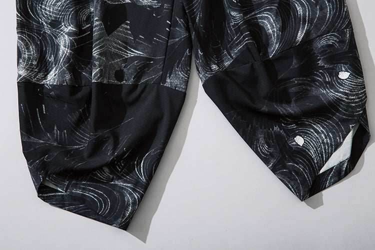 YC135 Pink Flowers Lightweight Pants - White / S