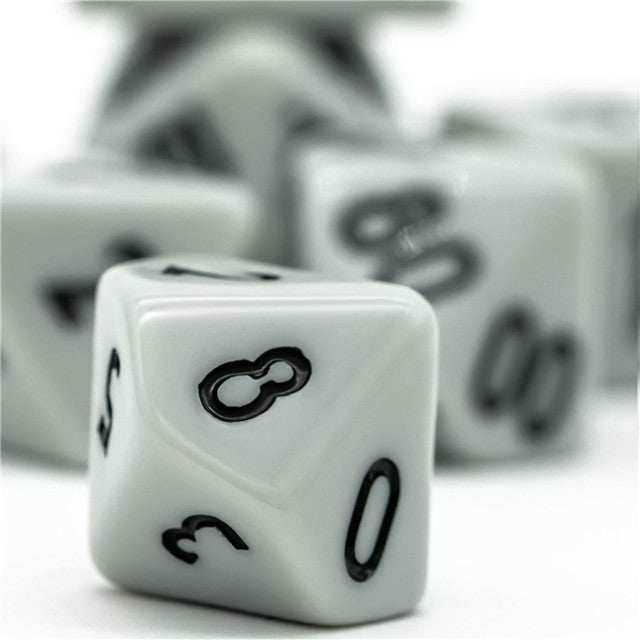 Dark Grey Homage 7-Dice Set w/Black Numbers Minimalist - 