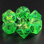 Forest Green Glitter with Black Numbering 7-Dice Set RPG - 