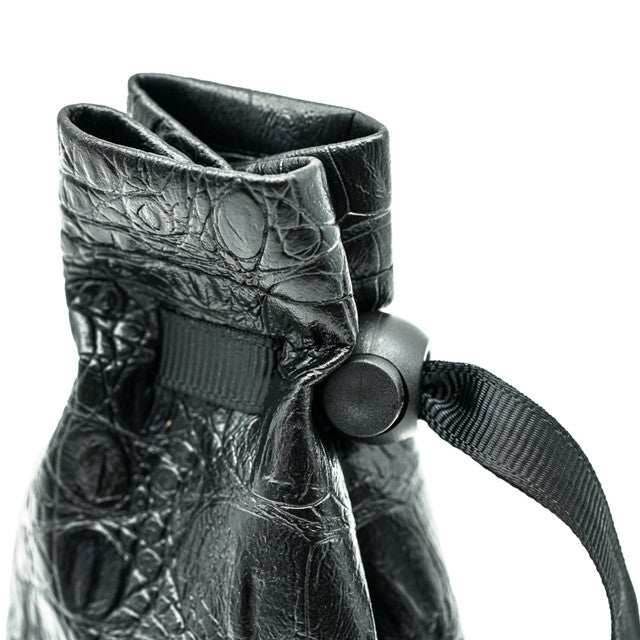 Leather Dice Bag with Skull sporting d20 Tattoo - 