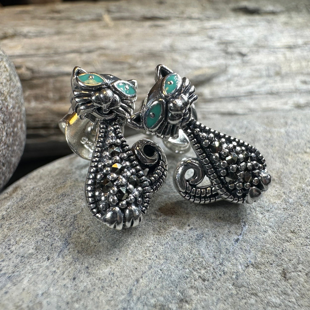 Curious Cat Stud Earrings