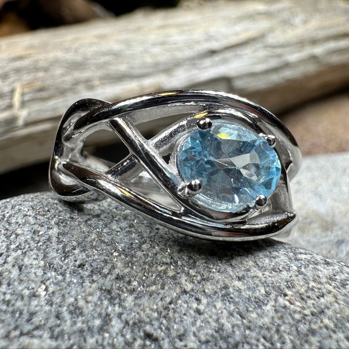 Blue Topaz Celtic Knot Ring