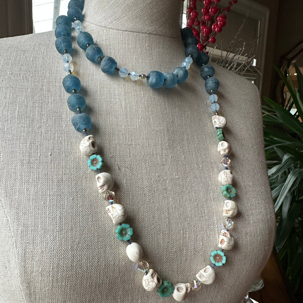 Blue Haze Long Beaded Necklace