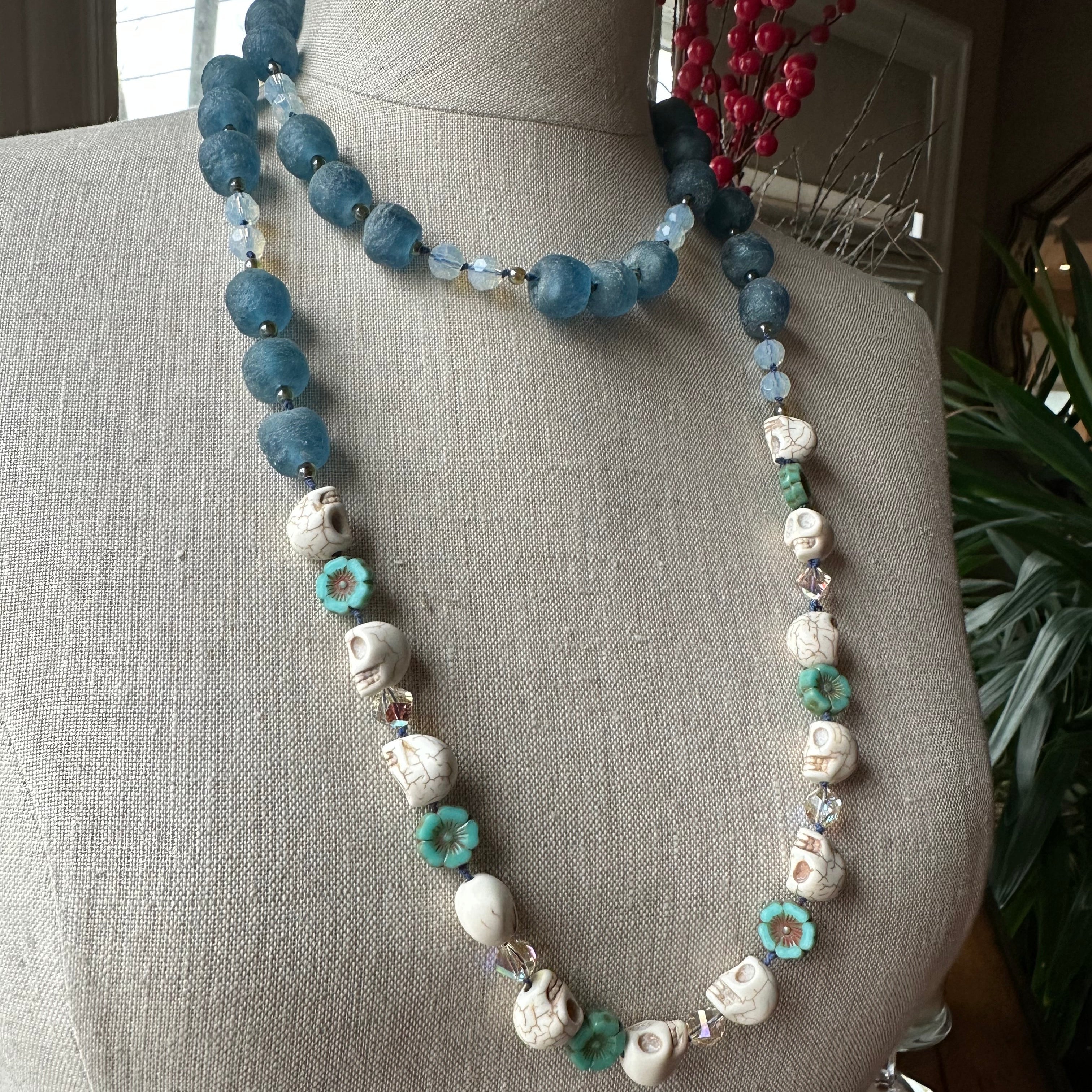 Blue Haze Long Beaded Necklace