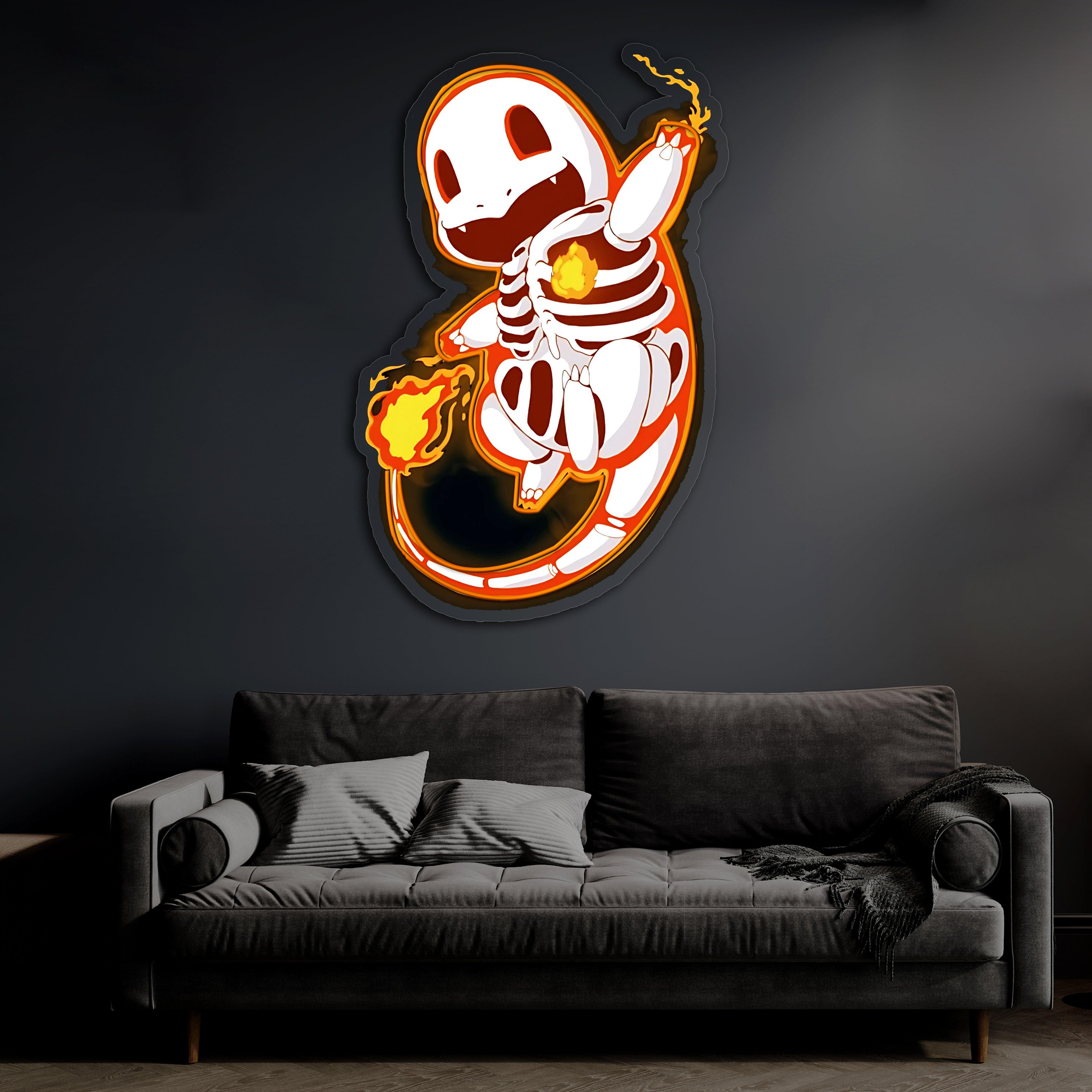 Charmander Plexiglass Neon Art, Pokemon Neon Sign, Neon Light Sign, Neon Wall Art