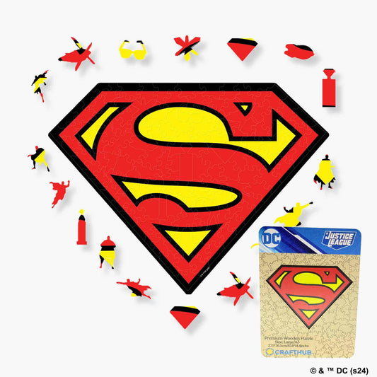 Superman Logo Wooden Jigsaw Puzzle - A4 + Wooden Gift Box