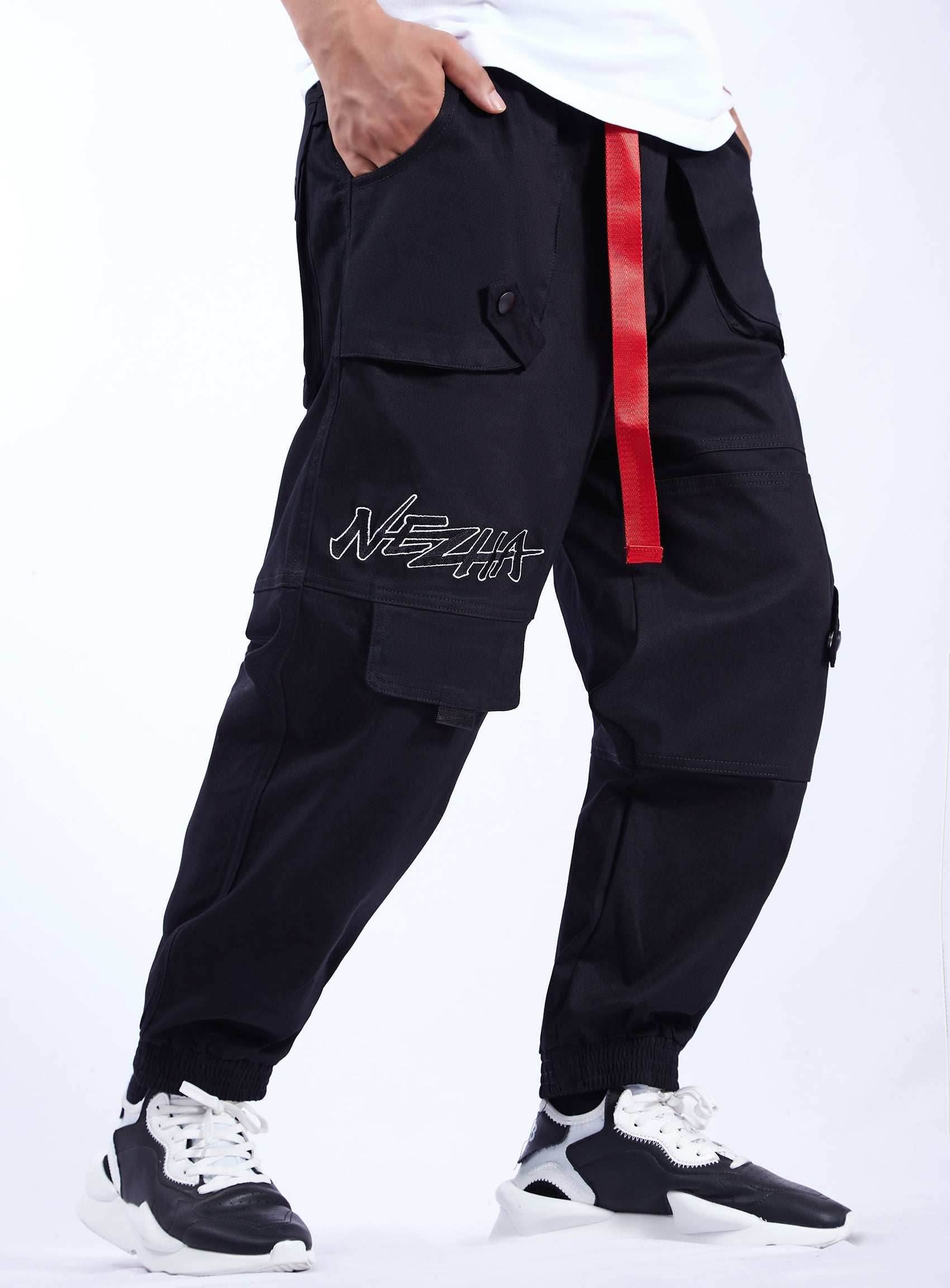 IBP332 Yin Yang Black Cargo Pants - Black / S