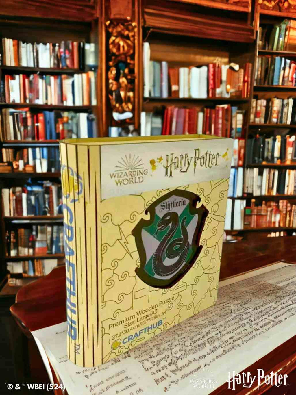 Harry Potter - Slytherin Crest - House Prides Wooden Jigsaw Puzzle - A4 + Wooden Gift Box