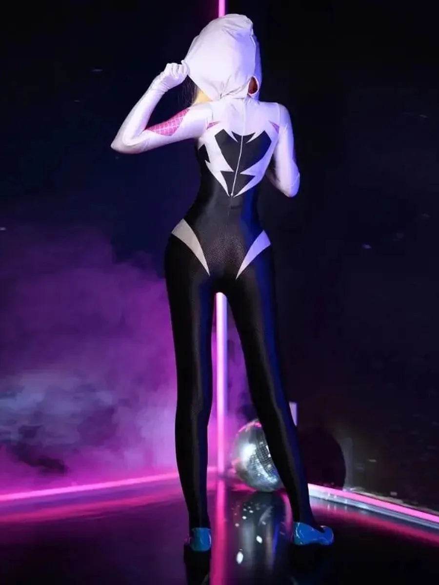 'Ghost City' Gwen Cosplay Sexy Tights Bodysuit - S / grey