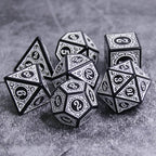 White Magic Flame 7-Dice Set DND RPG Dice Black w/Color Fill - 