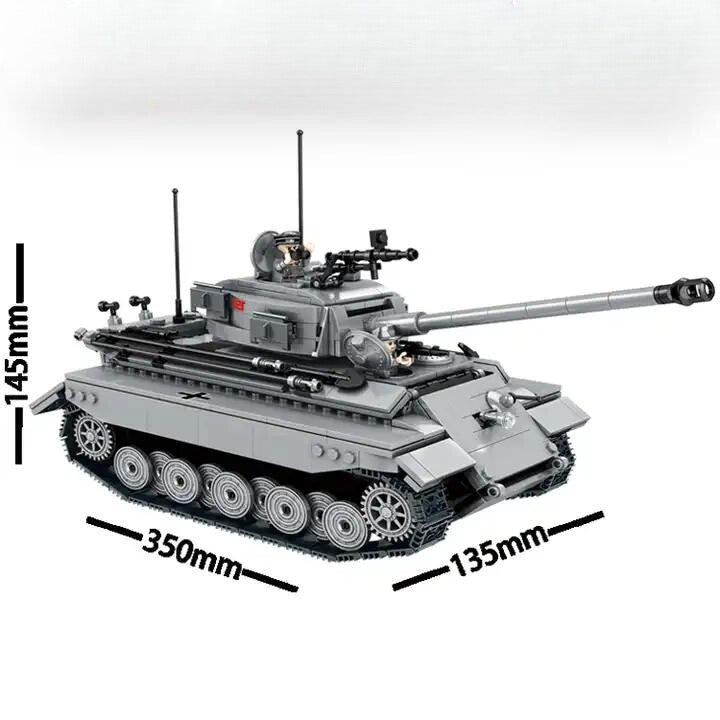 WWII - German King Tiger Tank - Grey - Mil-Blox