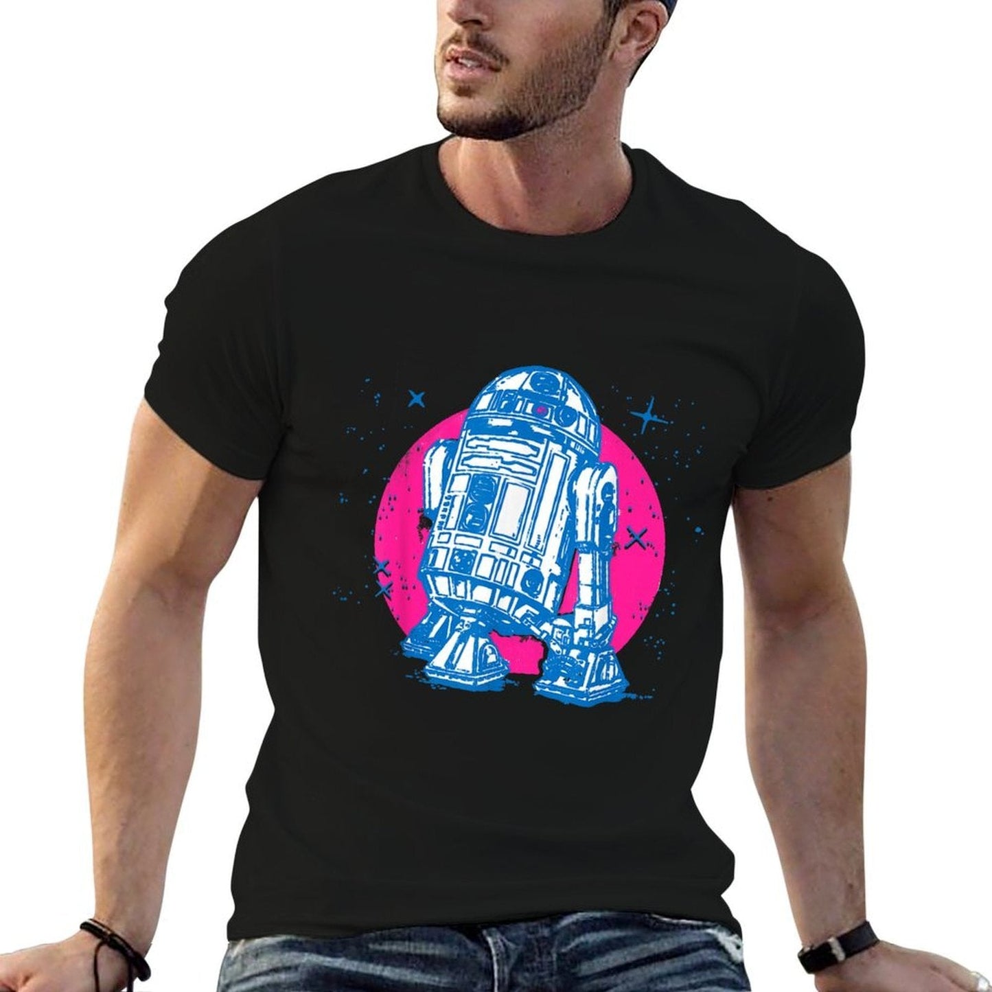Star Wars R2-D2 Vintage Neon Retro Sparkly Badge  Versatile T-Shirt