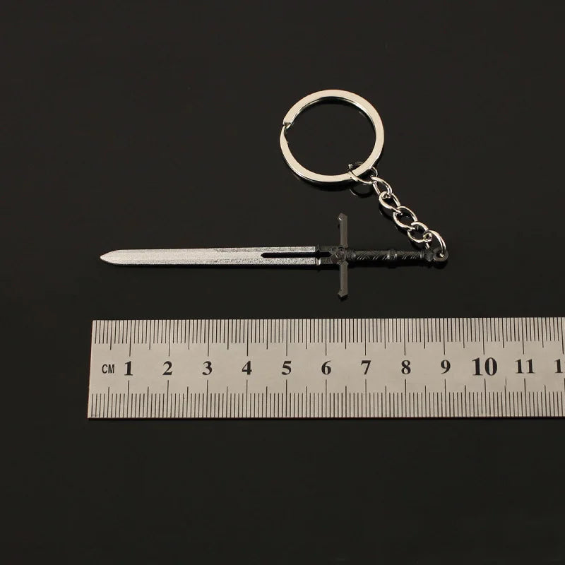 9cm Baldurs Gate Eternal Burning Blade Model Pendant Keychain for Men Boys Mini Metal Key Ring Fans Car Bag Decoration Jewelry