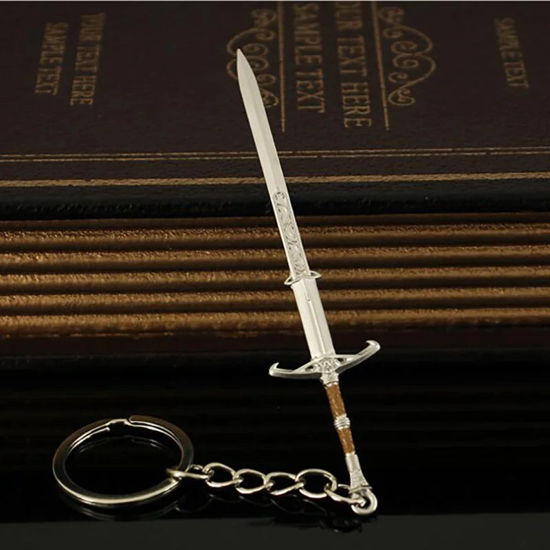 9cm Baldurs Gate Weapon Model Pendant Keychain for Men Sword of Justice Metal Key Ring Holder Fans Collection Display Jewelry