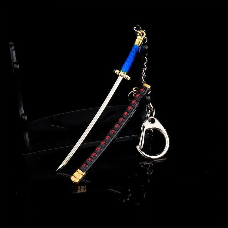 9cm MINI Anime Keychain With Anti-Lost Chain Metal Weapon Sword Model Gift For Anime Cosplay Charms Keychain Backpack Pendants