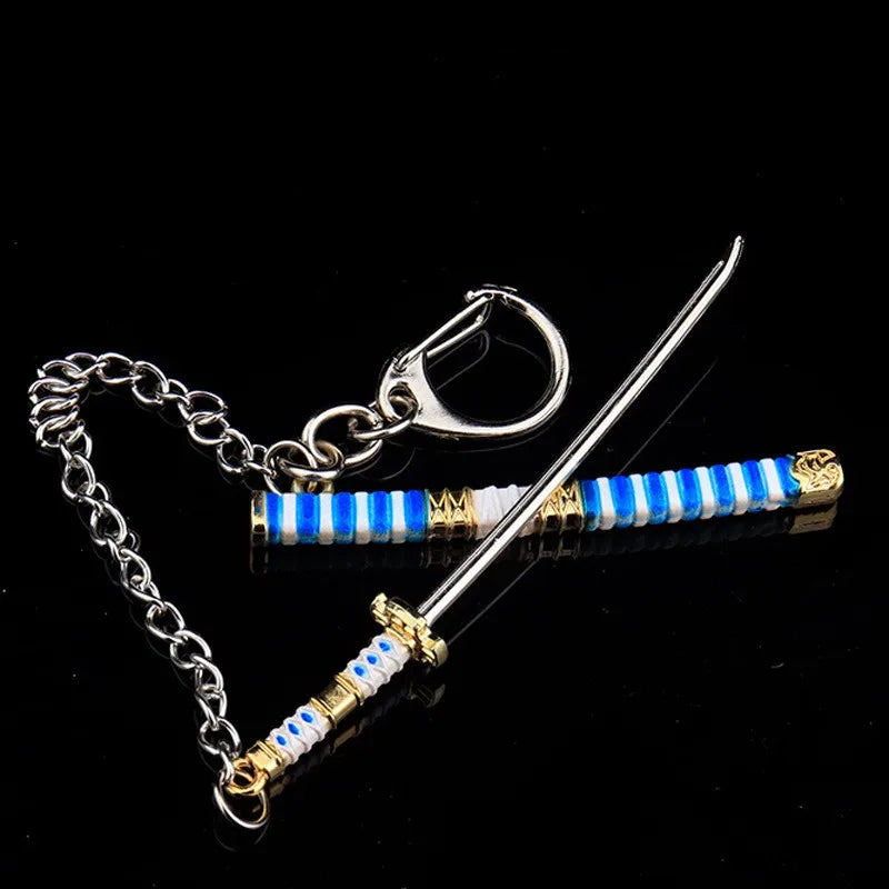 9cm MINI Anime Keychain With Anti-Lost Chain Metal Weapon Sword Model Gift For Anime Cosplay Charms Keychain Backpack Pendants