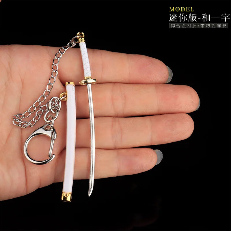 9cm MINI Anime Keychain With Anti-Lost Chain Metal Weapon Sword Model Gift For Anime Cosplay Charms Keychain Backpack Pendants