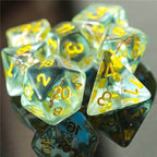 Cleric (Mace) Clear/yellow Dice w/ Golden Mace 7-Dice Set Rpg - 
