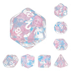 Pink Butterfly Ribbon Dice 7-Dice Set by HengDadice Dungeons and Dragons Dice - 
