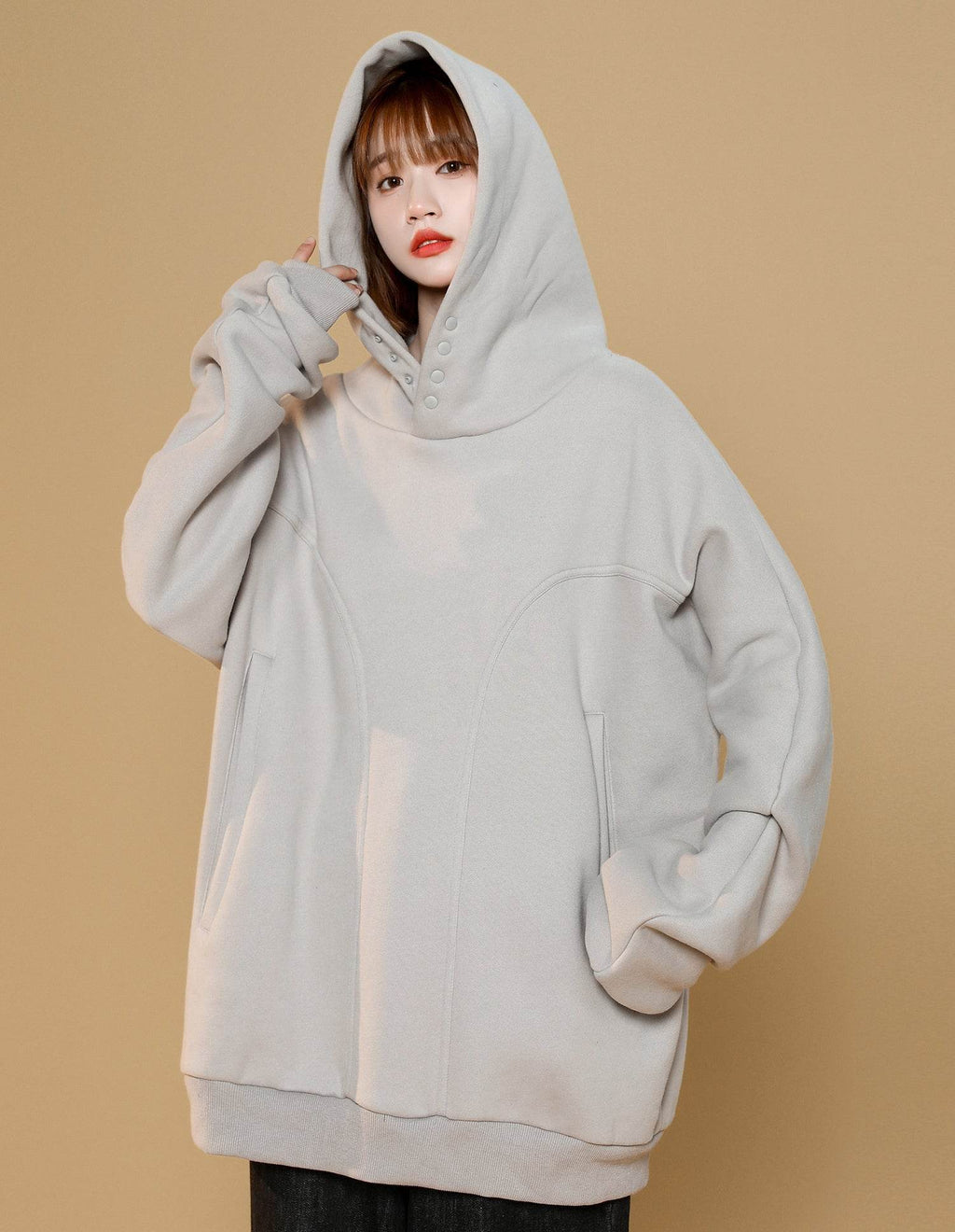 Women's Casual Hidden Hoodie - Beige / S