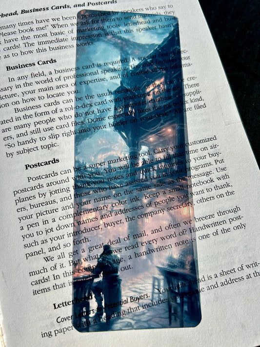 Medieval Tavern Bookmark – Cozy Fantasy Inn with Magical Lighting | Glowing Bioluminescent Art for DnD & Fantasy Book Lovers
