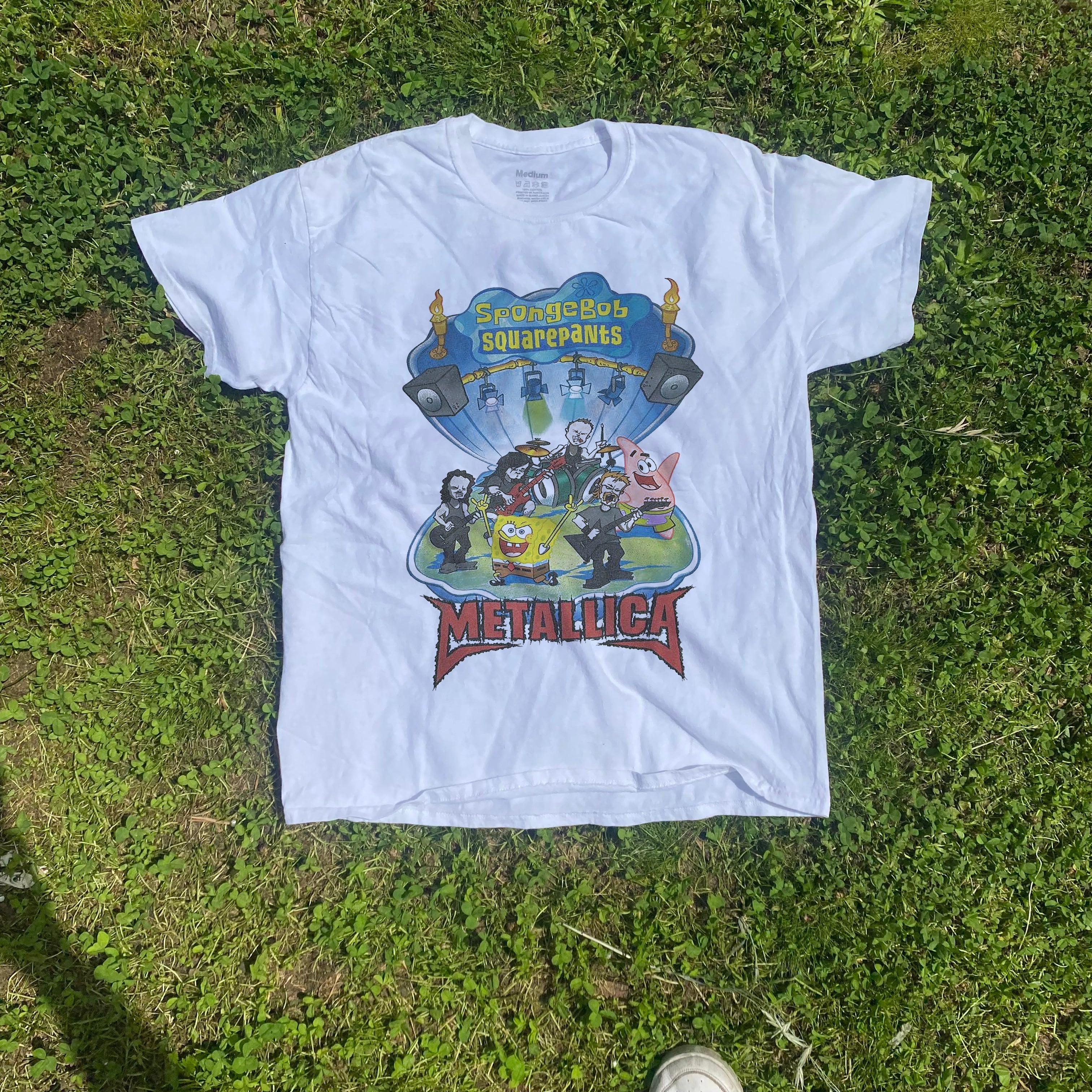 Spongebob X Metallica Washed White Tee