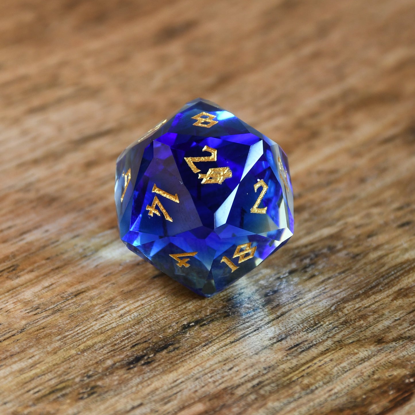 Blue Crystal Multifaceted Glass Dice Set