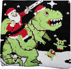 Santa Claus Riding T-Rex on Moon Pixelated - S