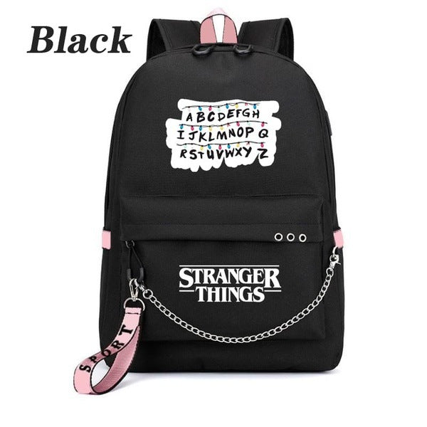 American TV Series Stranger Things Backpack USB Charging Backpack Student School Bag