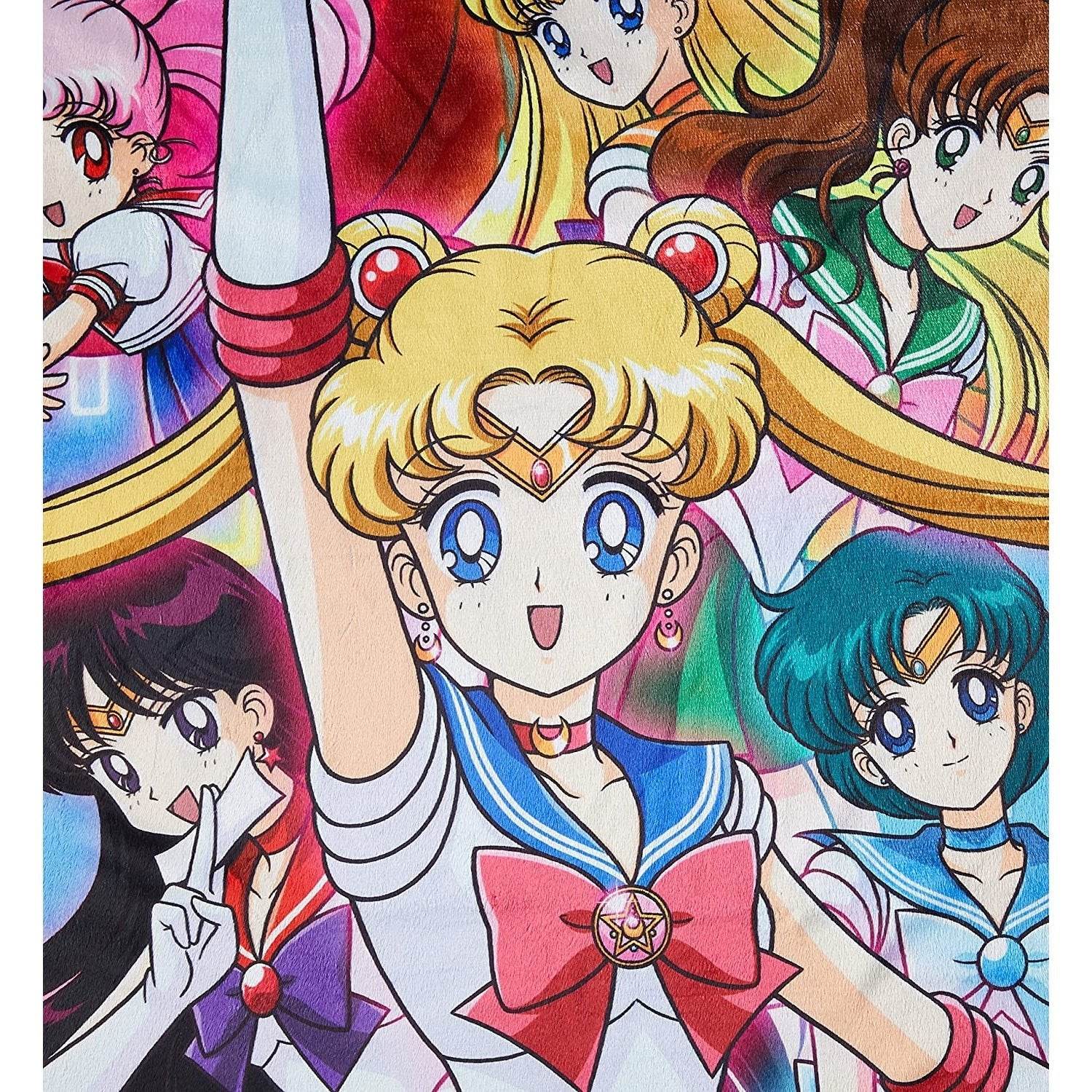 Sailor Moon R - Sailor Moon Group Sublimation Throw Blanket 60in. By 46in. - 
