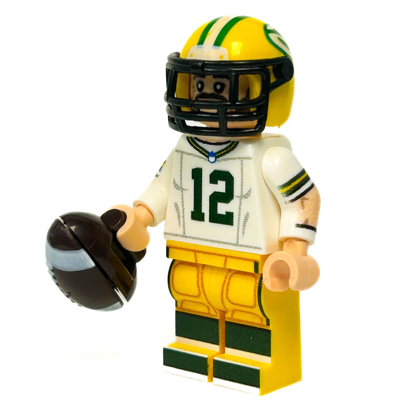 #12 QB Green Bay Football Player Minifig made using LEGO parts - 
